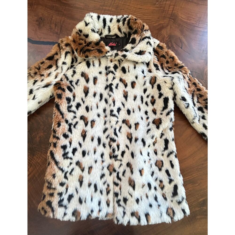Motel Rocks Leopard Fudge Faux Fur Coat NWT Size Small
